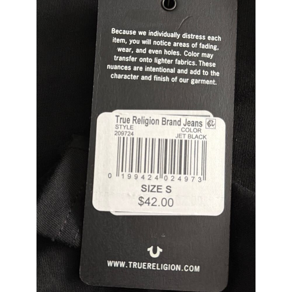 True Religion Buddha Logo T-shirt V-Neck Jet Black Women's Small NEW - Picture 9 of 10